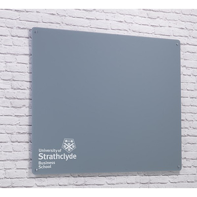 Magnetic Glass Board with your Logo 1000 x 650mm Grey