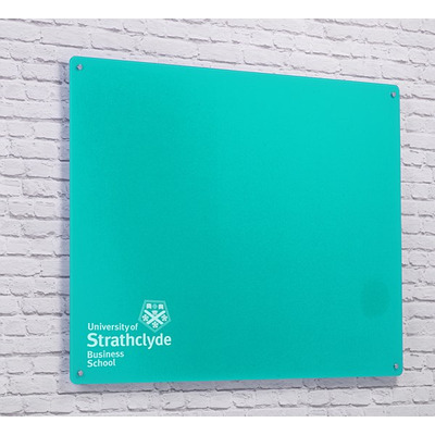 Magnetic Glass Board with your Logo 1000 x 650mm Turquoise