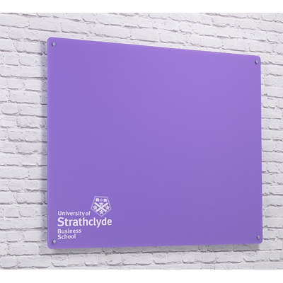 Magnetic Glass Board with your Logo 900 x 600mm Lilac
