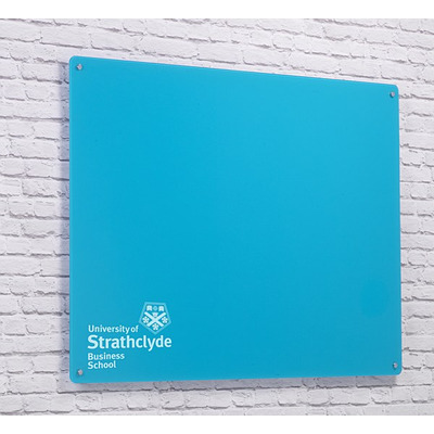 Magnetic Glass Board with your Logo 900 x 600mm Sky