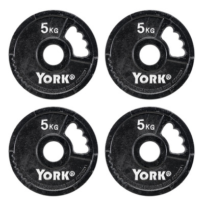 York 4 x 5kg G2 Cast Iron Olympic Weight Plates
