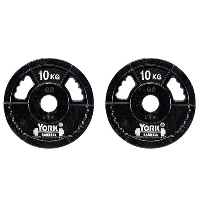 York 2 x 10kg G2 Cast Iron Olympic Weight Plates