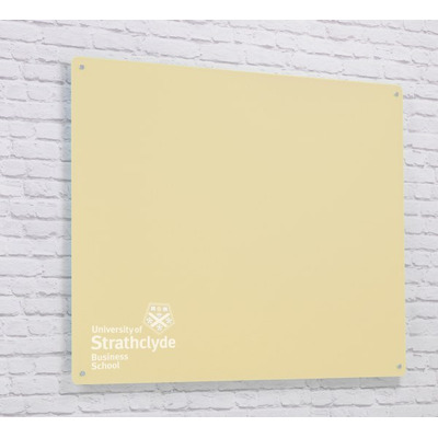 Magnetic Glass Board with your Logo 1200 x 1200mm Cream