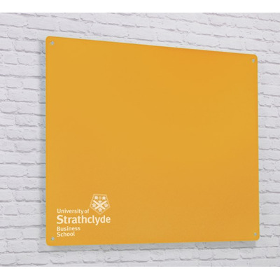 Magnetic Glass Board with your Logo 1200 x 1200mm Gold