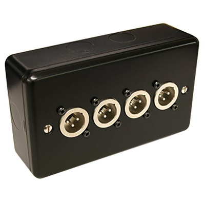 4 Way XLR 3 Pin Plate with Surface Mount Box - Male