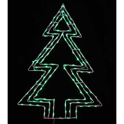 Noma 93cm 130 LED Green Xmas Tree Silhouette with Clear Cable
