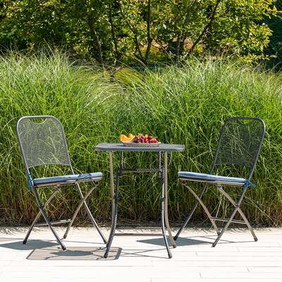 Alexander Rose Portofino Tea For Two Folding Set, With Blue Cushions