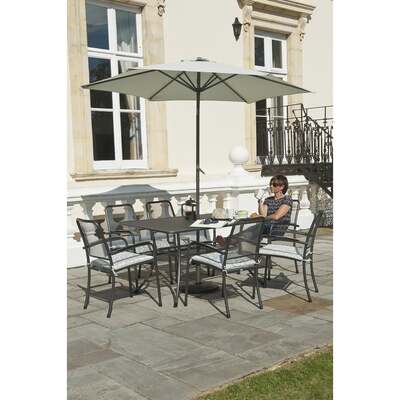 Alexander Rose Portofino 6 Seater Metal Garden Furniture Set with Rectangular Table & Armchairs, Set only
