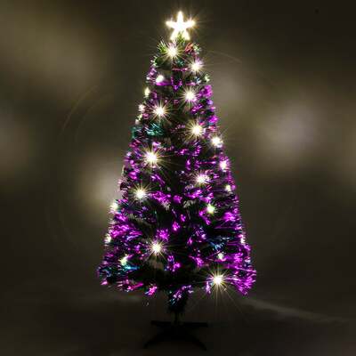Green Fibre Optic Christmas Tree 2ft to 6ft with Warm White LED Xmas Lights, 6ft / 1.8m