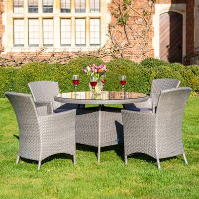 Bracken Outdoors Indiana 4 Seat Round Rattan Garden Furniture Set