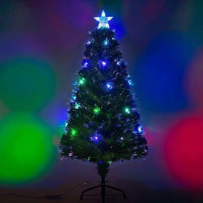 Green Fibre Optic Christmas Tree 2ft to 7ft with Multi Coloured LED Lights, 5ft / 1.5m