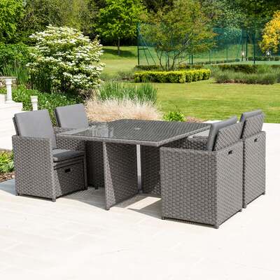 Bracken Outdoors Dakota Grand 4 - 8 Seater Rattan Garden Cube Set -Grey
