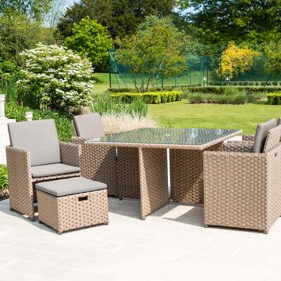 Bracken Outdoors Dakota Grand 4 - 8 Seater Rattan Garden Cube Set - Brown