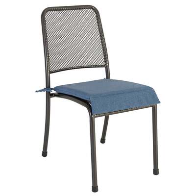 Alexander Rose Portofino 6 Seater Metal Garden Furniture Set with Rectangular Table & Armchairs, With Blue Cushions