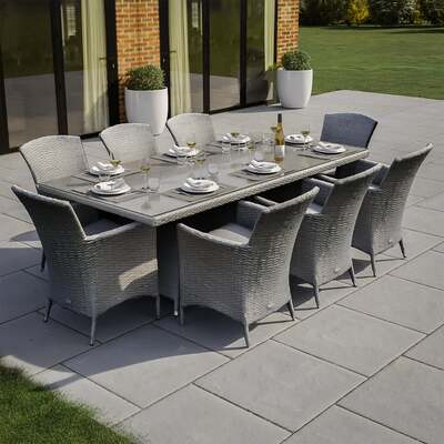 Bracken Outdoors Dakota 8 Seat Rectangular Rattan Garden Furniture Set with Armchairs