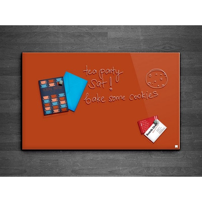 Casca Magnetic Glass Writing Board 1000 x 800mm, Orange Tangerine