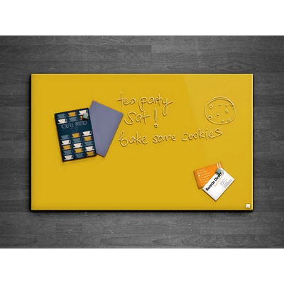 Casca Magnetic Glass Writing Board 1200 x 1200mm, Yellow Yuzu