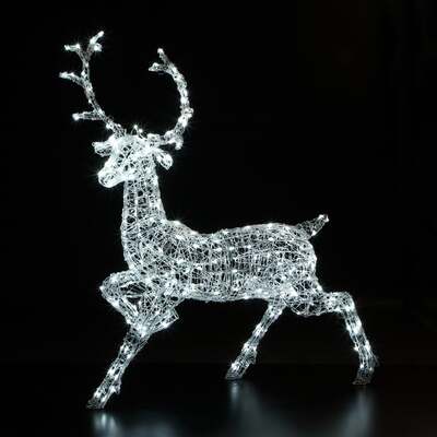 Noma Christmas Spun Acrylic 1.4M Light Up Woburn Stag with 300 White LED's