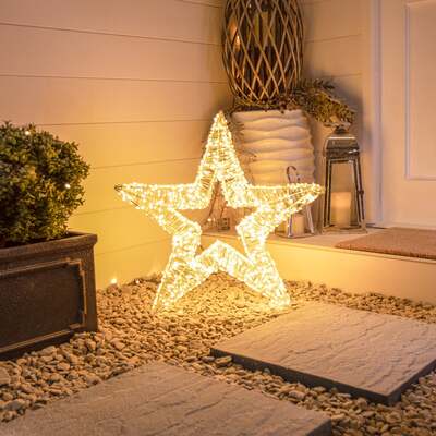 60CM Outdoor Light Up Christmas Star With 1920 Warm White Micro LEDS and Timer