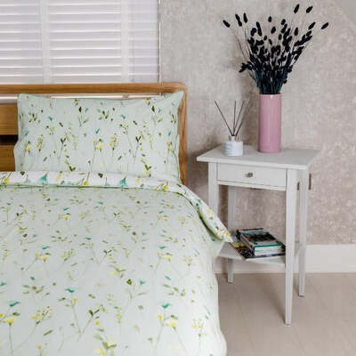 Polycotton Floral Green Reversible - Extra Large Single Duvet Cover Set