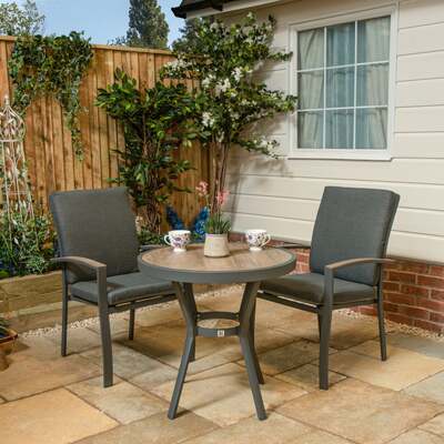 LG Outdoor Monza Aluminium Bistro 2 Seat Cushioned Armchair Garden Furniture Set
