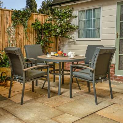 LG Outdoor Monza Aluminium 4 Seat Cushioned Armchair Garden Furniture Dining Set
