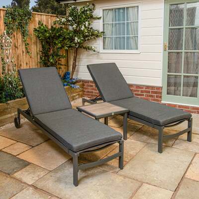 LG Outdoor Monza Set of 2 Aluminium Sunloungers and Side Table