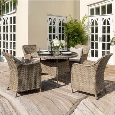Kettler Charlbury Signature 4 Seater Round Rattan Garden Furniture Set