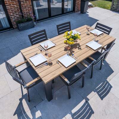 Bracken Outdoors Seattle Teak and Aluminium 6 Seat Rectangular Dining Set, Mid May 2025