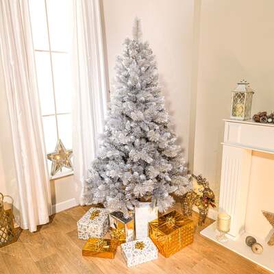 5ft - 7ft Vancouver Frosted Pine PE Artificial Christmas Tree, 6ft