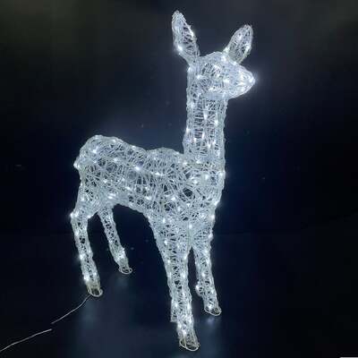 Christmas Reindeer Light - 98CM Soft Acrylic Light Up  Doe with 230 White LEDs