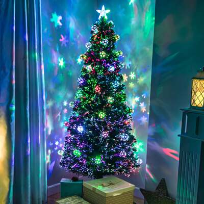Bauble Fibre Optic Christmas Tree with Multi Coloured LED Lights 2-6ft, 6FT