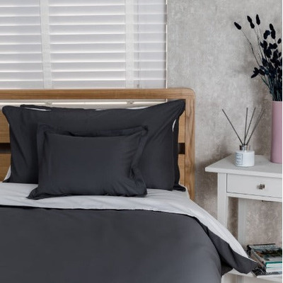 13.5 Tog Duvet 100% Cotton Grey Cover Set & Pillow