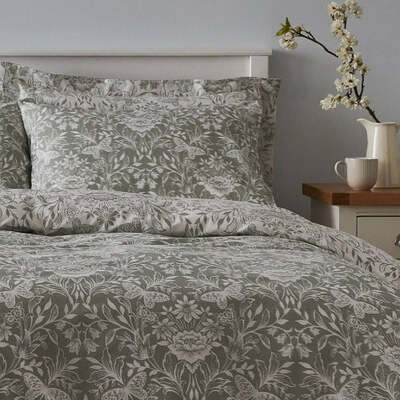 100% Cotton Green & White Botanical - Extra Large Single Duvet Cover Set