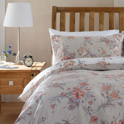 Cotton Rich Floral Tulip Extra Large Single Duvet Cover Set
