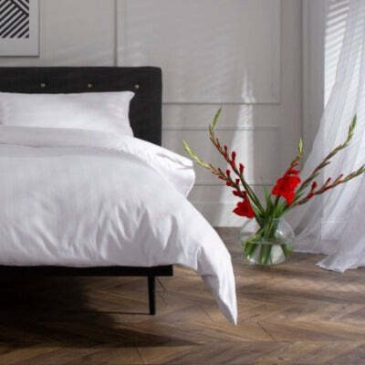 Polycotton White Sateen Stripe - Extra Large Single Duvet Cover Only