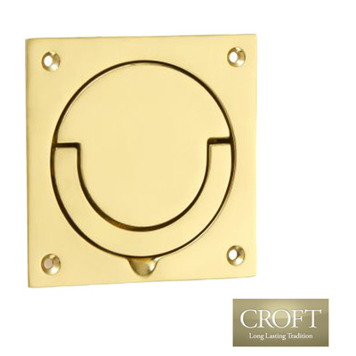 Croft Architectural Squash Court Fixed Pull Handles, 89mm x 89mm *Various Finishes Available - 1813 (sold in singles) POLISHED BRASS