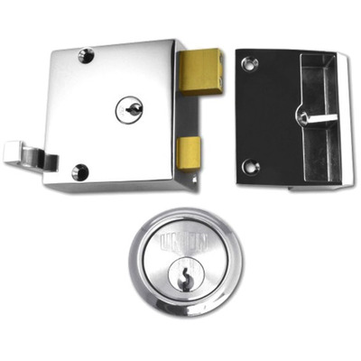Union 1332 & 1334 Drawback Rimlock, Polished Chrome - L15660 POLISHED CHROME - STANDARD WIDTH 60mm
