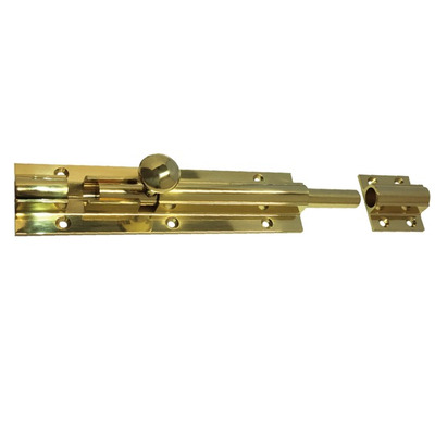 Zoo Hardware Fulton & Bray Architectural Heavy Duty Barrel Bolt (8, 12, 18, 24 OR 36 Inch), Polished Brass - FB75 POLISHED BRASS - 900mm x 50mm