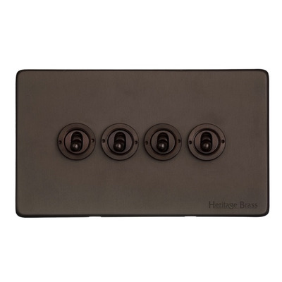 M Marcus Electrical Vintage 20 AMP 4 Gang 2 Way Dolly Switch, Matt Bronze - X09.2430.DBZ MATT BRONZE