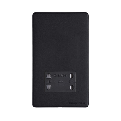 M Marcus Electrical Vintage Shaver Socket Dual Output 110/240V, Matt Black - XBK.185.BK MATT BLACK