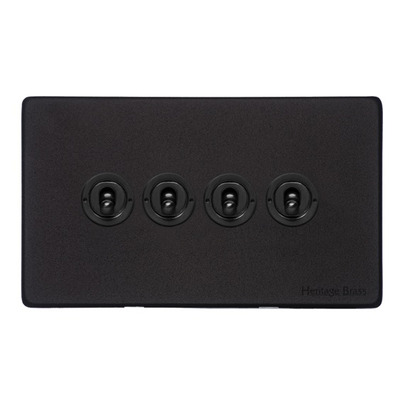 M Marcus Electrical Vintage 20 AMP 4 Gang 2 Way Dolly Switch, Matt Black - XBK.2430.BK MATT BLACK