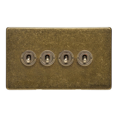 M Marcus Electrical Vintage 20 AMP 4 Gang 2 Way Dolly Switch, Rustic Brass - XRB.2430.RB RUSTIC BRASS