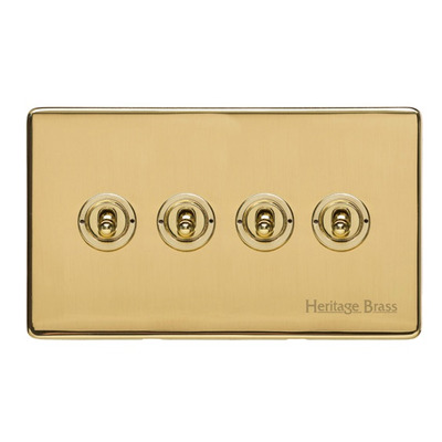 M Marcus Electrical Studio 20 AMP 4 Gang 2 Way Dolly Switch, Polished Brass (Trimless) - Y01.2430.PB POLISHED BRASS