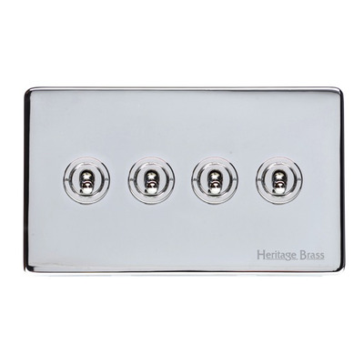 M Marcus Electrical Studio 20 AMP 4 Gang 2 Way Dolly Switch, Polished Chrome (Trimless) - Y02.2430.PC POLISHED CHROME
