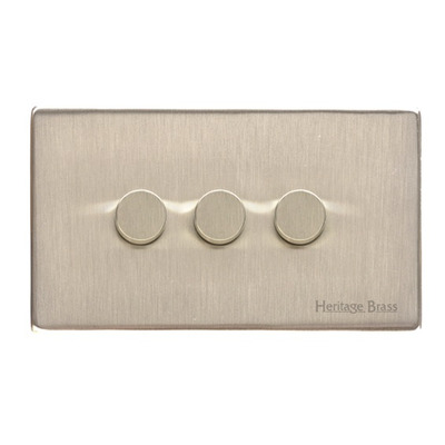 M Marcus Electrical Studio 3 Gang 2 Way Push On/Off Dimmer Switch, Satin Nickel (250 OR 400 Watts) - Y05.280.250 SATIN NICKEL - 250 WATTS