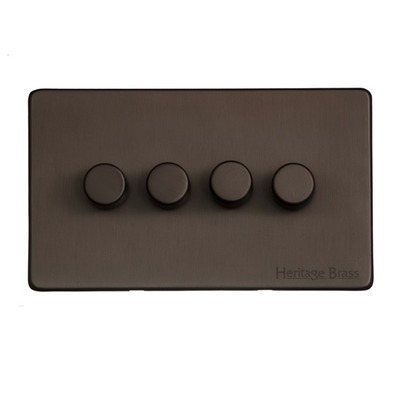 M Marcus Electrical Studio 4 Gang 2 Way Push On/Off Dimmer Switch, Matt Bronze (250 OR 400 Watts) - Y09.290.250 MATT BRONZE - 250 WATTS