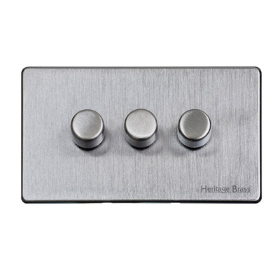 M Marcus Electrical Studio 3 Gang Trailing Edge Dimmer Switch, Satin Chrome (Trimless) - Y33.280.TED SATIN CHROME