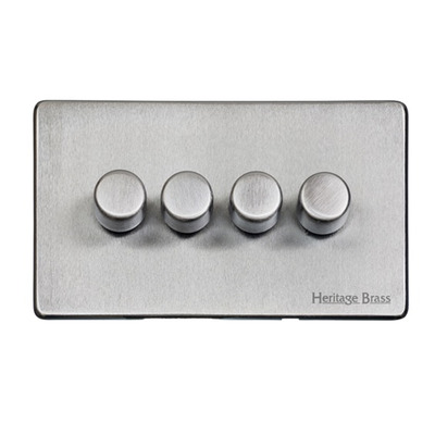 M Marcus Electrical Studio 4 Gang 2 Way Push On/Off Dimmer Switch, Satin Chrome (250 OR 400 Watts) - Y33.290.250 SATIN CHROME - 250 WATTS