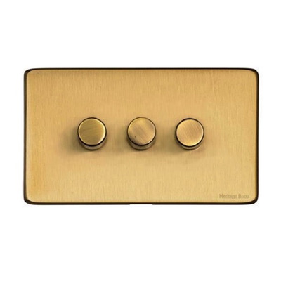 M Marcus Electrical Studio 3 Gang Trailing Edge Dimmer Switch, Satin Brass (Trimless) - Y44.280.TED SATIN BRASS